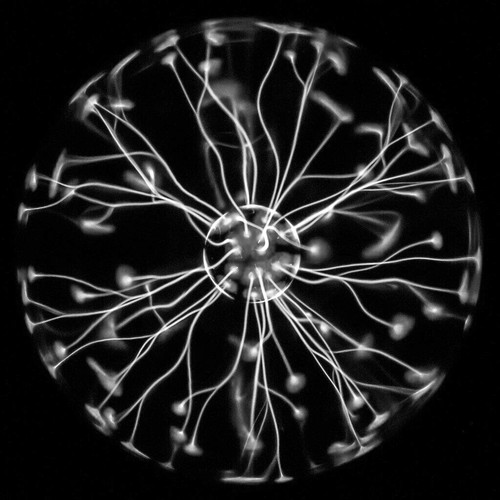 Plasma Ball Globe Lightning Science Electricity Photo Poster Print 24 x 24 B&W - Picture 1 of 2
