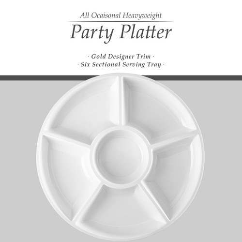 6 Sectional Round Plastic Serving Tray/Platter 2 White - Picture 5 of 7