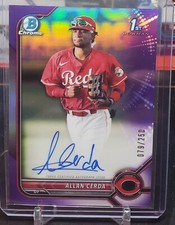 ALLAN CERDA AUTO 1st 2022 Bowman Chrome Autograph PURPLE REFRACTOR #/250 RC