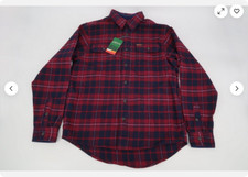 Orvis Mens Heavy Weight Brushed Flannel Plaid Shirt (Red Sangria,MEDIUM) NWT