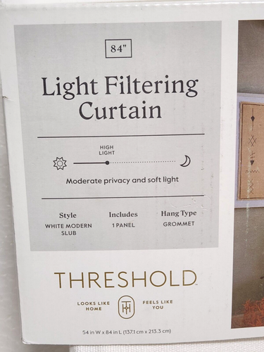 1 Pair 54x84 Light Filtering Curtain Panels Natural White - Threshold - Picture 4 of 10