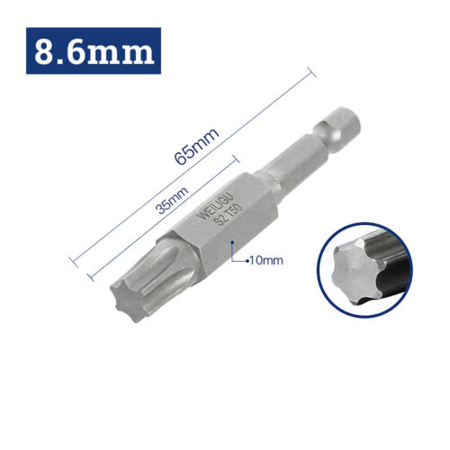 Solid Torx Screwdriver Bit Magnetic 1/4" Hex Star Security Pin T3 to T40 Long - Picture 32 of 59