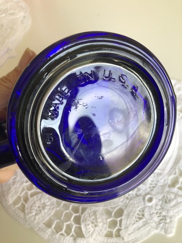Cobalt blue glass mug vintage made in US - Foto 4 di 4