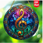 Medium Colorful  Music Note Suncatcher, Acrylic, Stained Glass Style, 2D, 6 in