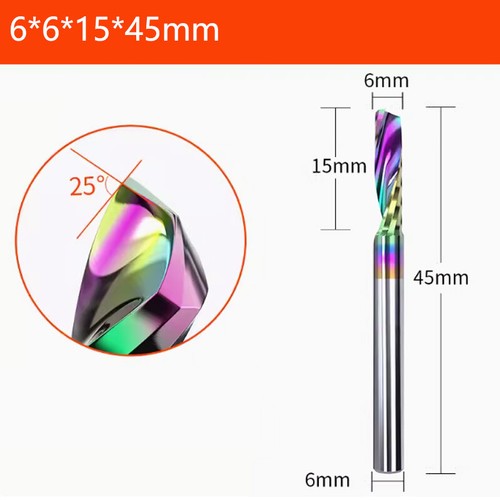 Carbide Single Flute TIN Colorful Coating Spiral Router Bit/End Mill For Acrylic - Picture 16 of 20
