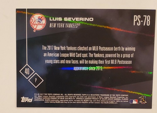 LUIS SEVERINO 2017 Topps Now Autographed Card, New York Yankees AL Wild Card. - Picture 5 of 9