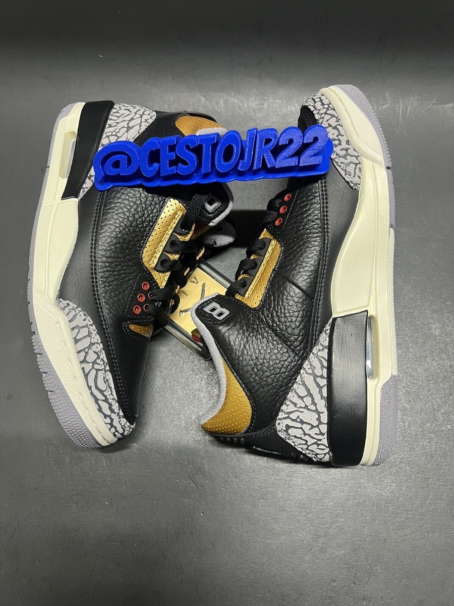 W NIKE AIR JORDAN 3 RETRO [CK9246 067] BLACK CEMENT GOLD SZ