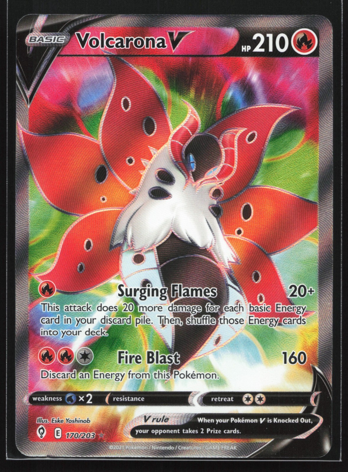 Pokemon Volcarona V 170/203 Evolving Skies Ultra Rare Full Art Holo NM
