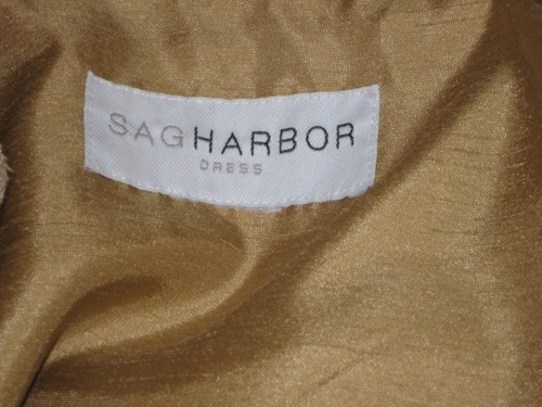 SAG HARBOR Woman Teen dressy business blouse golden high sheen satin Petite L - Picture 5 of 5