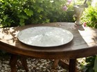 Round Selenite Corner Table Top Sunburst Healing Crystal Stone Hallway Furniture