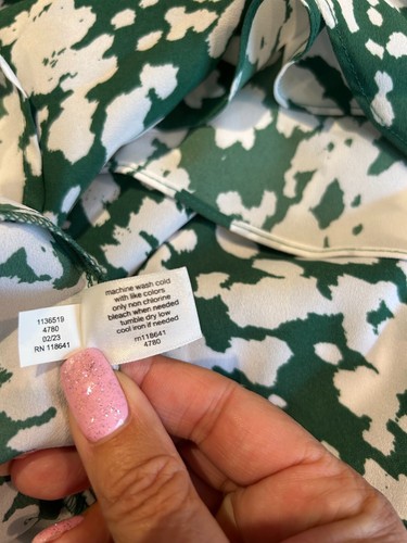 NWT Lane Bryant Top Plus Size 26 Green and white Flutter blouse Sleeve Flowy - Picture 9 of 10