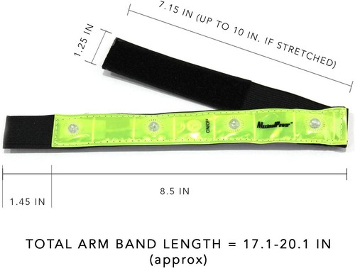 Reflective ARMBANDS w/Blinking LED Lights for Night Running Cycling Jogging - Picture 4 of 12