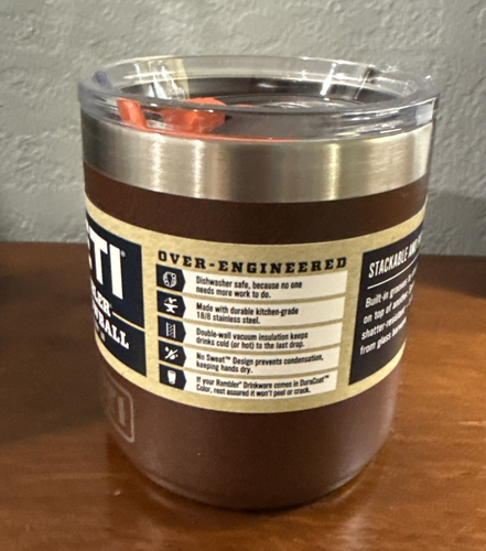 Yeti Rambler 10 oz Lowball 2.0 - WETLANDS BROWN - con coperchio MagSlider ARANCIONE - NUOVO - Foto 2 di 7