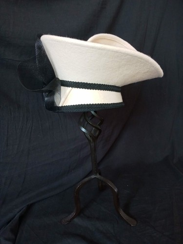 De colección Lana Crema y Negro Enrollado Formal Noche Iglesia Sombrero Ovalado talla 6.5x7.25" - Imagen 13 de 15