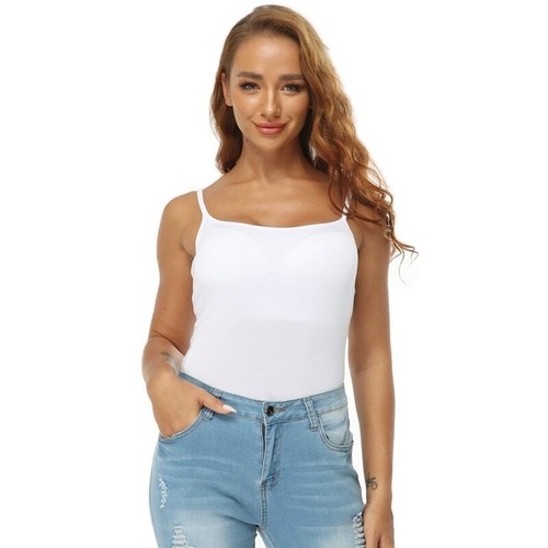 Women Tank Top Padded Camisole Seamless Vest With Bra Wireless Tops Undershirts - Picture 4 of 19