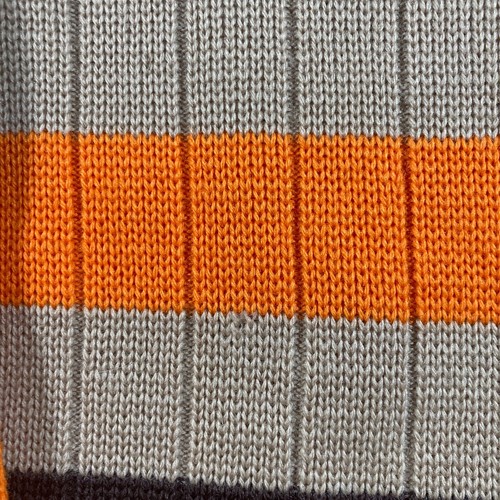 Suéter Manga Larga Lido California Para Hombres Naranja Negro Rayas Lana Virgen Talla M - Imagen 6 de 7
