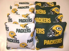 GREEN BAY PACKERS CORNHOLE BEAN BAGS SET OF 8 TOP QUALITY BAGGO TOSS GAME