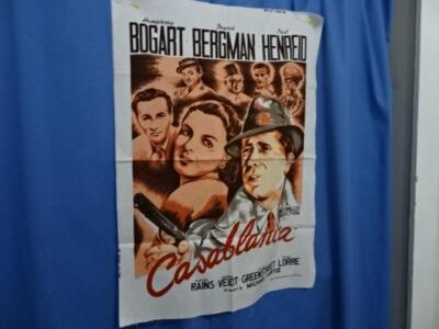 Wesco-Reltex CASABLANCA MOVIE POSTER 1982 Fabric 22x29  Bogart&Bergman