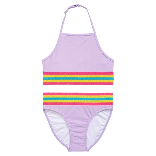 NORDSTROM Kids' Stripe Trim Two-Piece Swimsuit Big Girl Size 16 - Picture 3 of 9