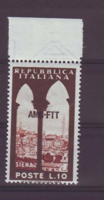 1954 TRIESTE AMG FTT TOURIST LIRE 10 ** PERFECT INTEGRAL RUBBER MNH VF