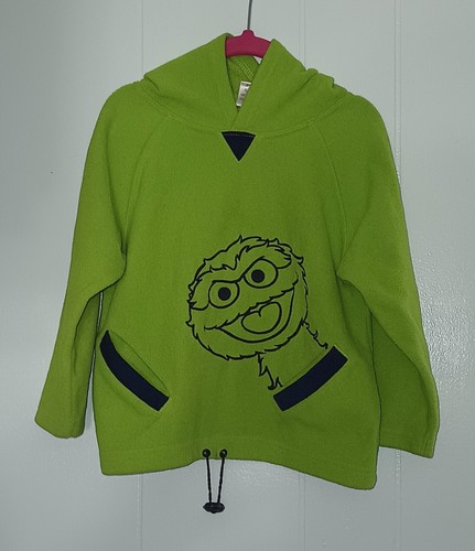 Vintage Oscar The Grouch Gr. 4T Kleinkind Hoodie grün 2002 Polyester Sesamstraße