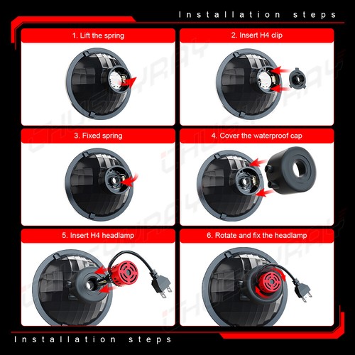 Par de faros LED redondos haz alto/lo de 7" para Chevy C10 K10 K20 K5 1975-1980 105W - Imagen 12 de 12