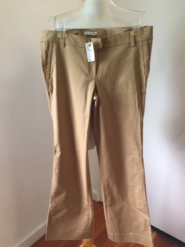 maternity pants womens baby style stretch cotton chinos tan ITALY $150 NWT - Picture 1 of 7