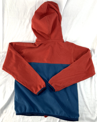 Patagonia Jacket Kids M 10 Red Blue Micro D Snap T Fleece Full Zip Hood Pocket - Picture 6 of 13