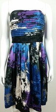 NEW Max And Cleo Womens Dress Size 4 Strapless Midi Tiered Pleats Sleeveless