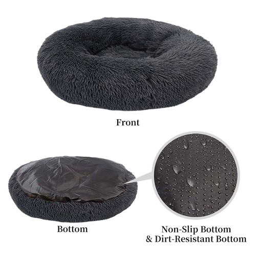 Premium Donut Plush Pet Dog Cat Bed Fluffy Soft Warm Calming Bed Sleeping Nest - Picture 29 of 68