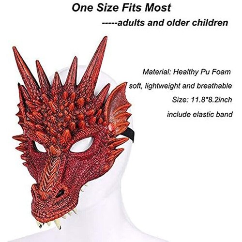 Halloween 3D Dragon Mask Scary Animal Half Face Masks Party Horror Props - Picture 2 of 12