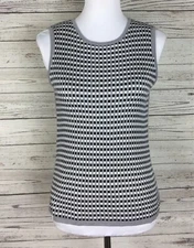 Geoffrey Beene Sport Sleeveless Gray Black Sleeveless Silk Blend Sweater Size M