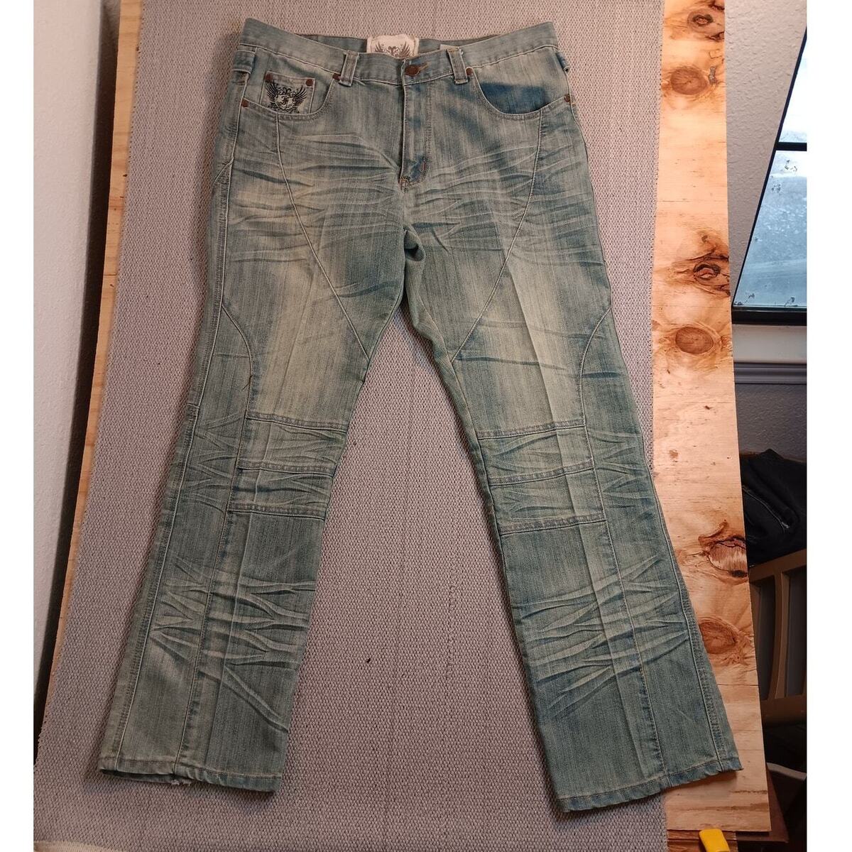 Vintage Fusai Jeans Mens 37X34 Y2K Loose Straight Grunge Y2K Distressed Vintage Fusai Jeans Mens 37X34 Y2K Loose Straight Grunge Y2K Distressed
