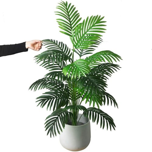 90-120cm Large Artificial Palm Tree Tropical Fake Plants Green Plastic Palm Leaf - Picture 5 of 12