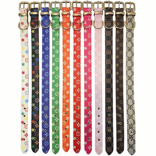 Luxury Leather Designer Dog Collar In XS, S, M, L, XL (Optional Leash Available) - Afbeelding 3 van 11