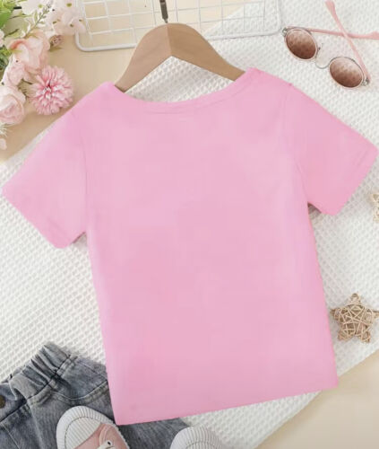 T-shirt casual grafica da ragazza cuore e ciambelle collo rotondo - Foto 5 di 7