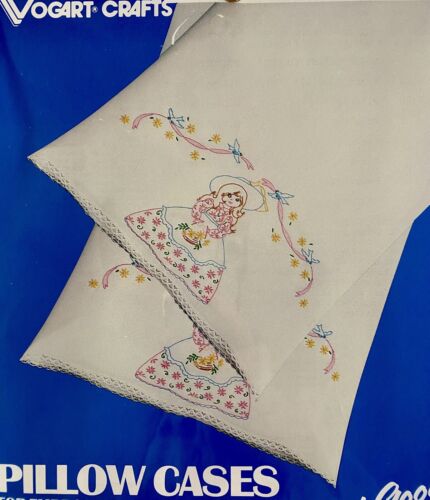 Vogart Crafts Stamped Embroidery PILLOW CASE KIT COUNTRY GIRL #8700D