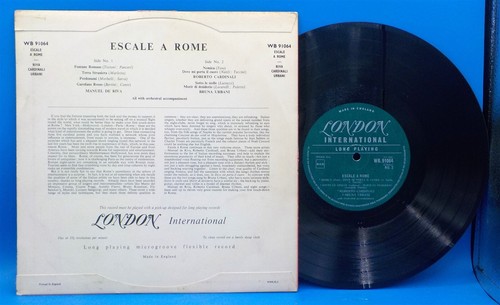 Manuel De Riva, Bruna Urbani, Roberto Cardinali Italian 10" LP Escale A Rome BX1 - Picture 2 of 2
