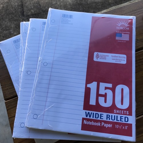 Mead Norcom Walmart Notebook Paper Wide Ruled 10.5 X 8 150 Sheets Lot of 4 - Picture 3 of 4