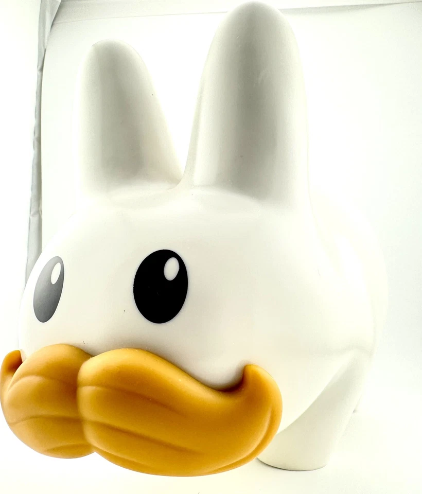 Kidrobot Happy Stache Labbit 10" Vinyl Figure by Frank Kozik White Edition VHTF - Image 4 of 4