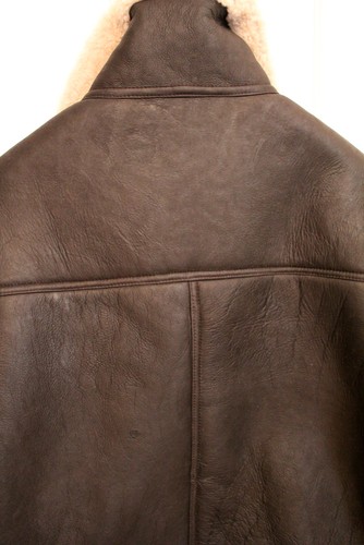 GENTS FLYING JACKET SOFT 100% SHEEPSKIN NAPPA LEATHER 42/44" ZIP 2 POCKETS BROWN - Picture 7 of 8