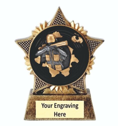 Shooting Clay Pigeon Award Trophy Star 90mm Antique Gold Free Engraving - Picture 4 of 7