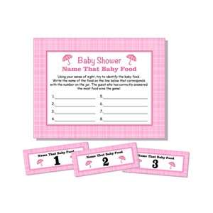 24 Baby Shower Games Girl Pink Plaid Guess Name That Baby Food Cards 24 Baby Shower Games Girl Pink Plaid Guess Name That Baby Food Cards