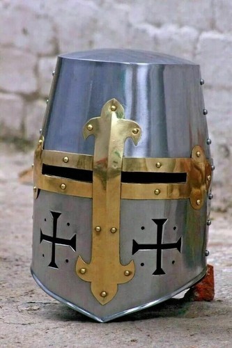 Casque Médiéval Chevaliers Templiers Casque Croisé Avec Maçons Laiton Cosplay - 第 3/3 張圖片