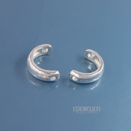 2 Solid Sterling Silver C-Shaped Round Bead Frame Spacer ap. 8mm x 12mm #33876 - Picture 3 of 5
