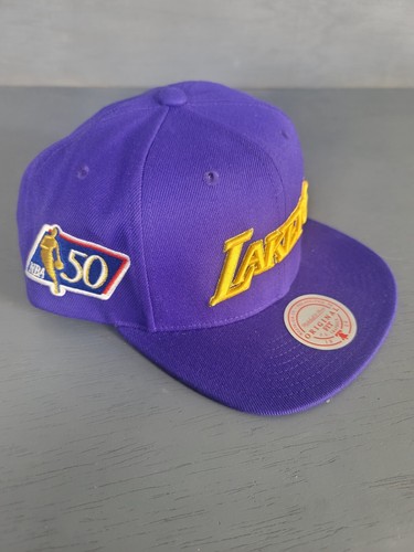 Mitchell and Ness Snapback Los Angeles Lakers NBA 50th Anniversary Purple Hat - Picture 3 of 10