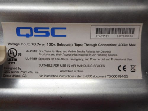 QSC AD-C152T In-Ceiling Ductwork Wall Mount Speaker 400W Damaged See Description - Picture 2 of 8