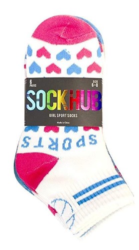 18 Pack Sock Hub Girls Quarter Performance Fabric Sport Socks Size 6-8 - Picture 6 of 6