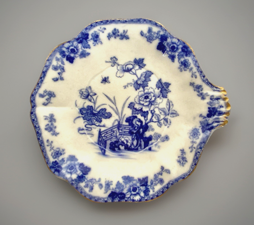 Antike Wedgwood östliche Blumen fließen blau Porzellan Schale, 9" lang - Bild 1 von 7