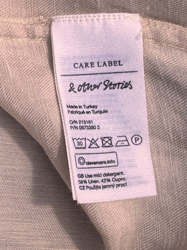 & Other Stories Mens Long Sleeve Linen Blend Button L/S Shirt Labelled Small - Picture 7 of 7